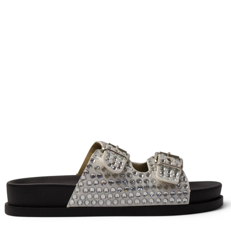 Europeon Union Women White Glitter Slipper #3900