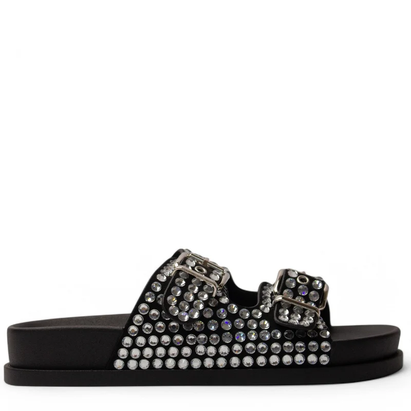 Europeon Union Women Black Glitter Slipper #3899