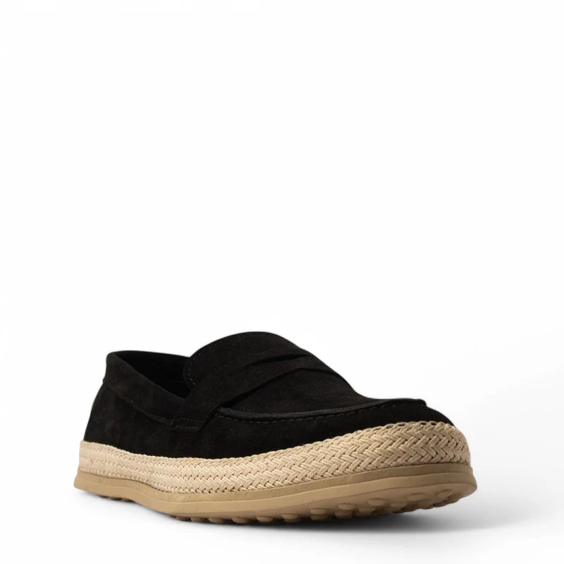 Men Black Chamois Espadrilles #4776