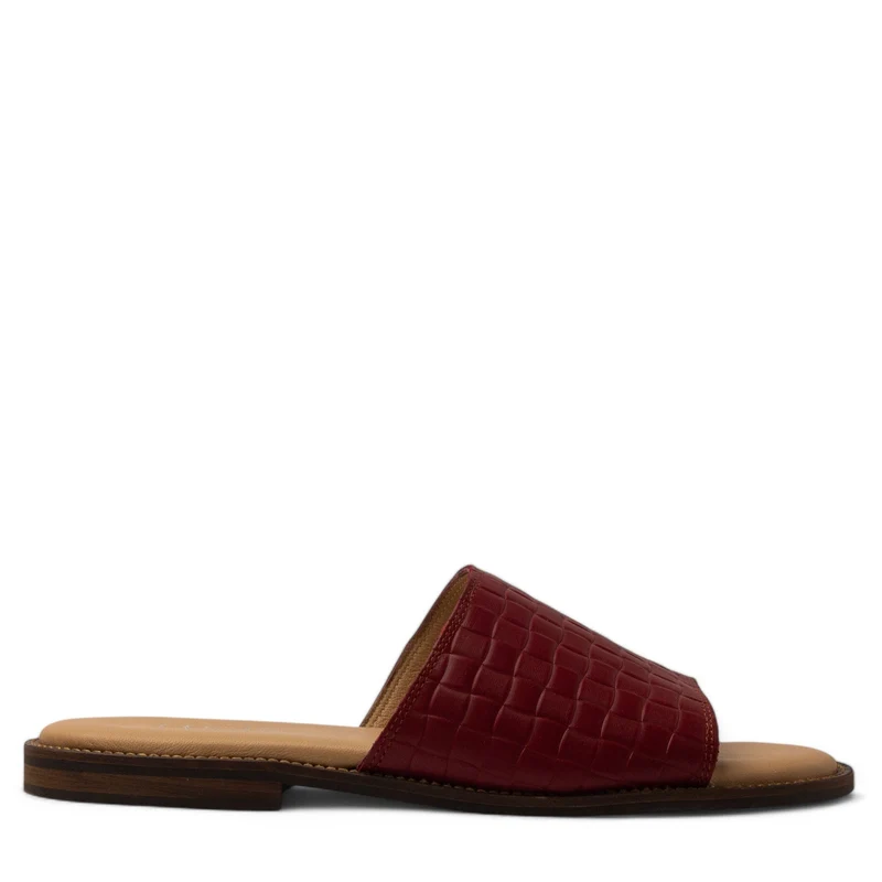 Women Maroon Leather Slipper #3717