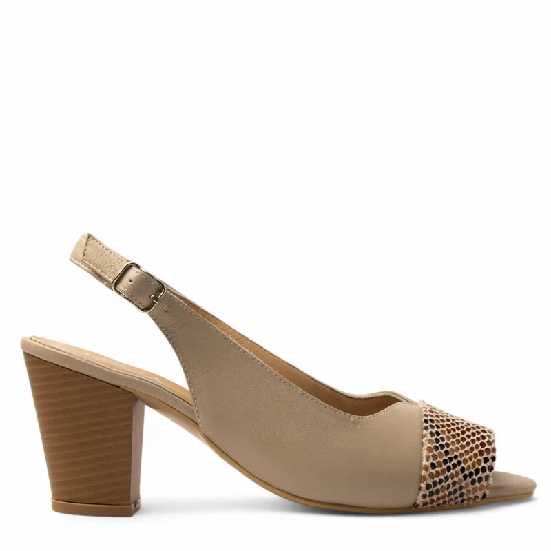 Women Beige Leather Sandal #3698