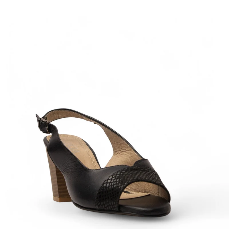 Women Black Leather Sandal #3697