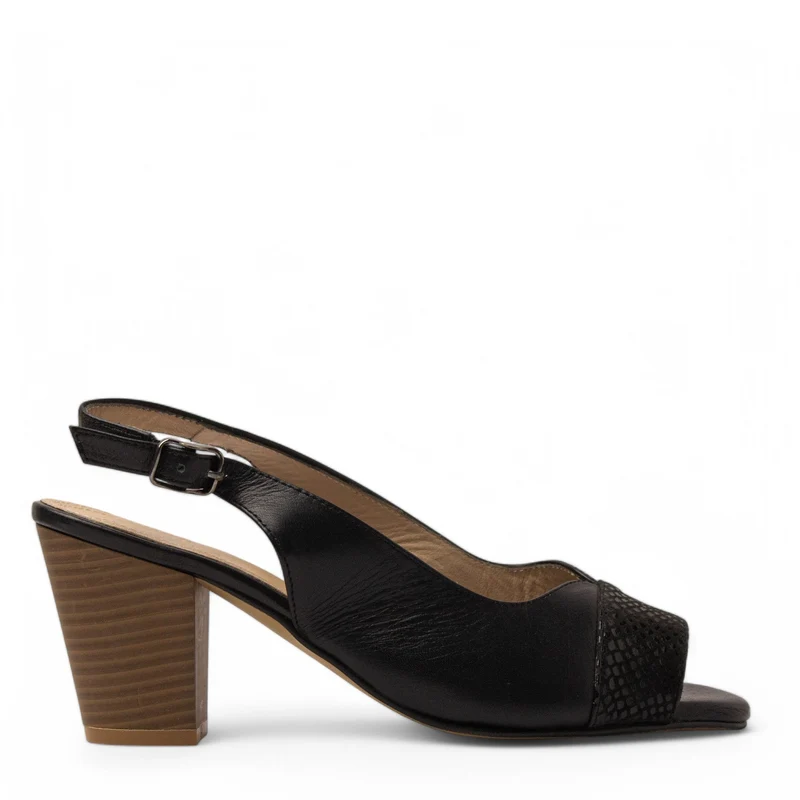 Women Black Leather Sandal #3697