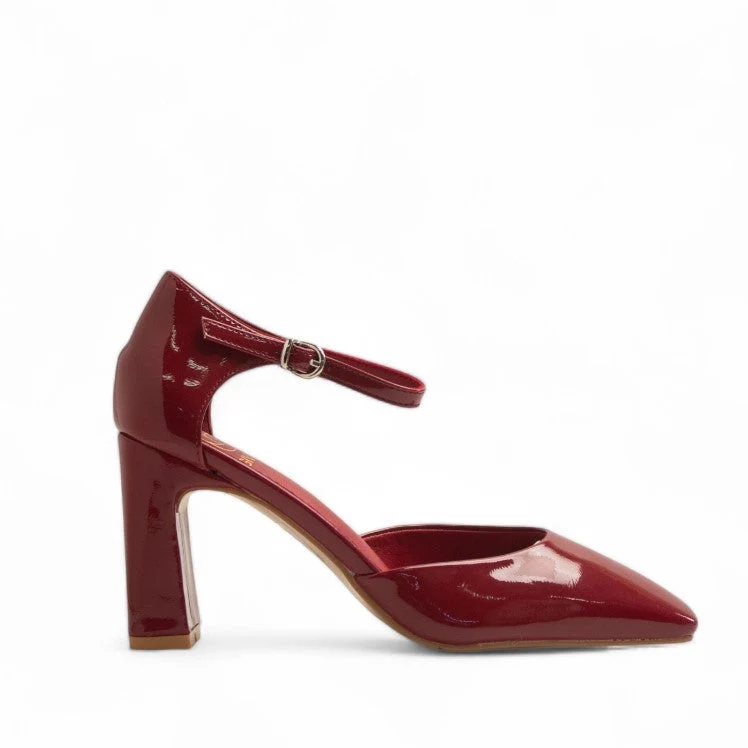 Europeon Union Women Maroon Vernis Leather Heels #3539