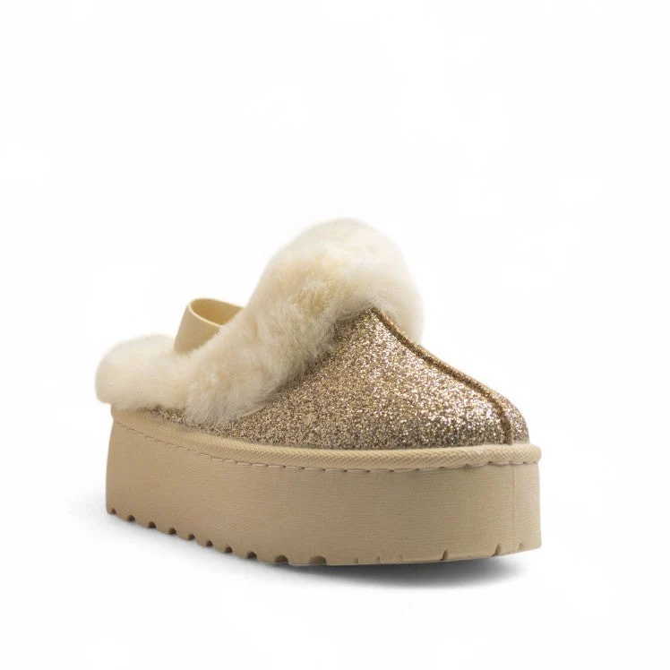 Europeon Union Women Gold Glitter Mules #3210