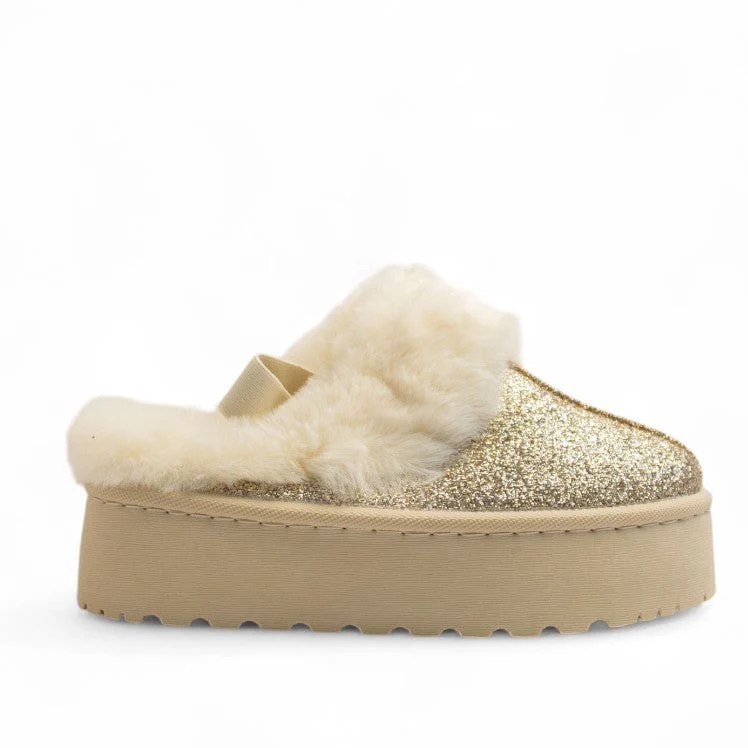 Europeon Union Women Gold Glitter Mules #3210