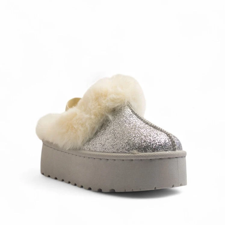Europeon Union Women Silver Glitter Mules #3209