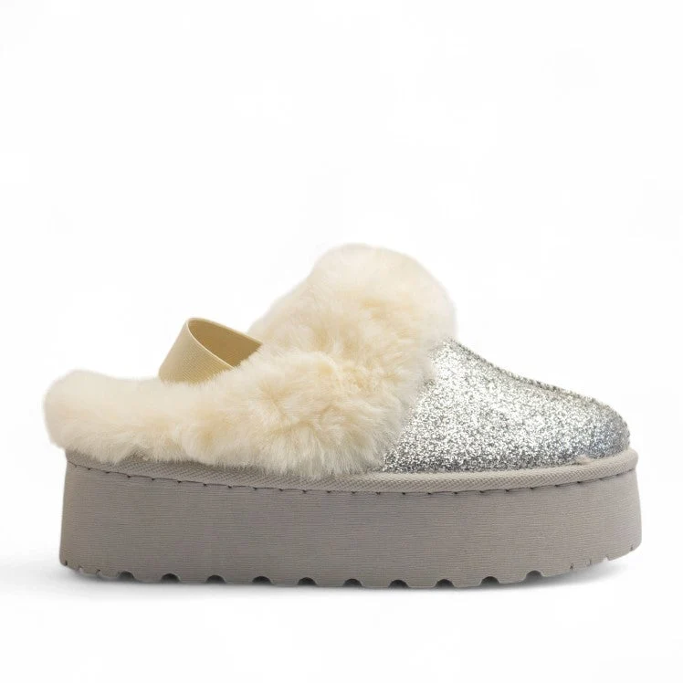 Europeon Union Women Silver Glitter Mules #3209