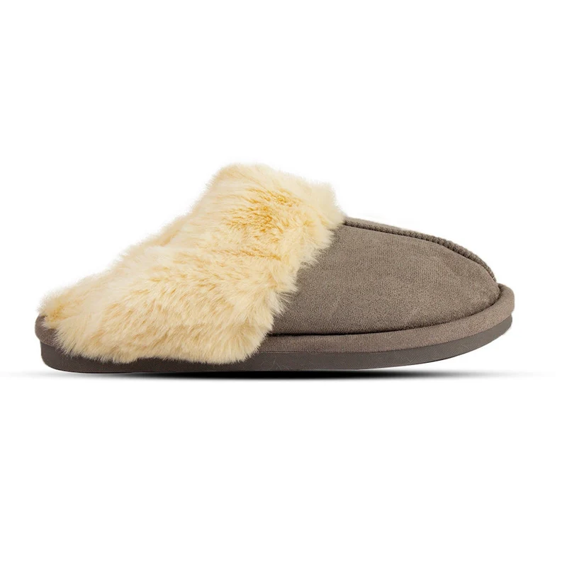 Europeon Union Women Grey Fur Winter Slipper #2588