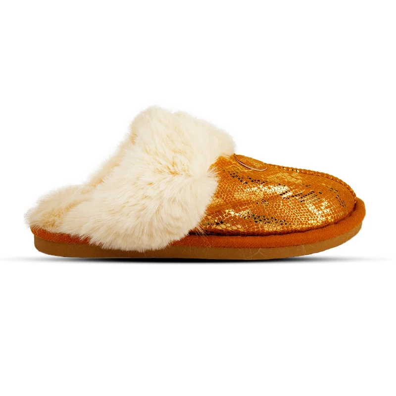 Europeon Union Women Gold Fur Winter Slipper #2582