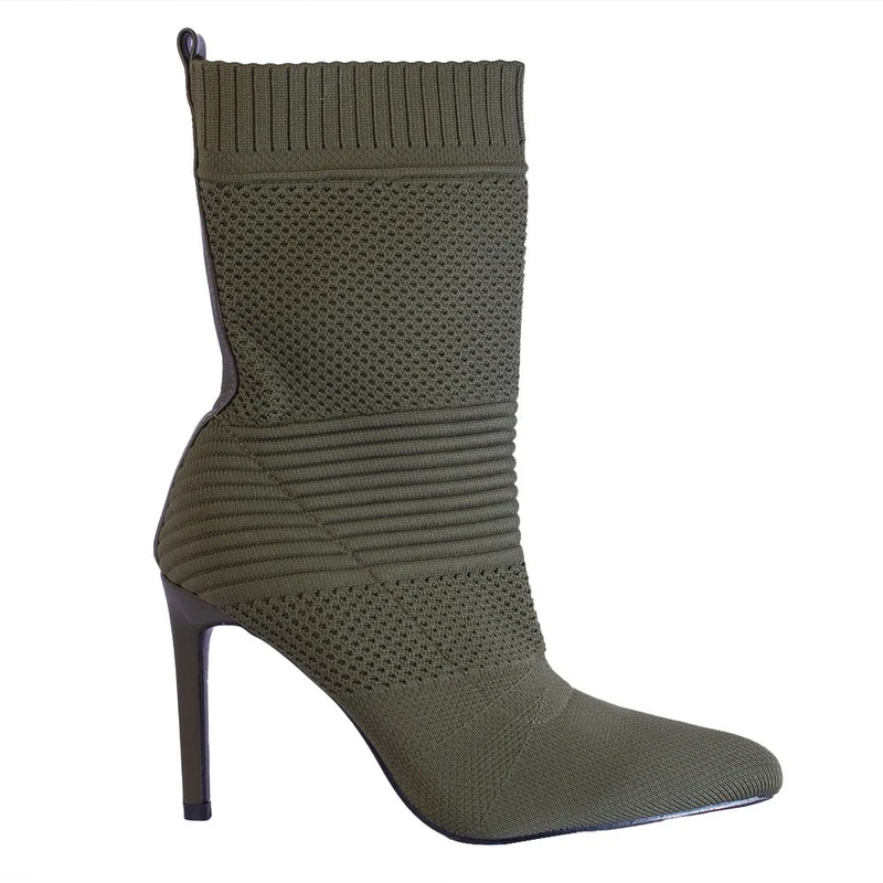 Europeon Union Women Green Cloth Heels #2392