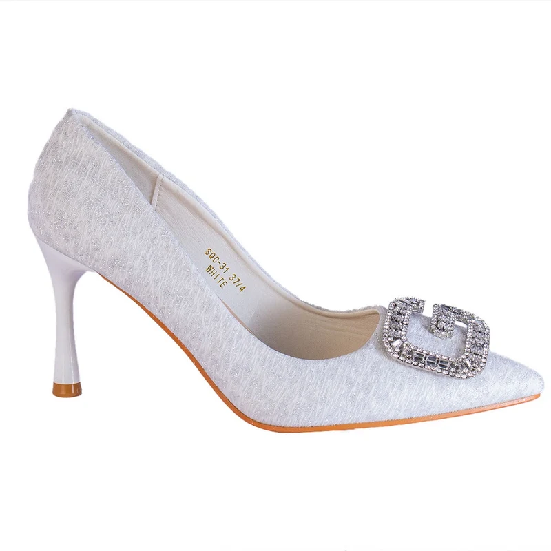 Europeon Union Women White Satin Heels #2368