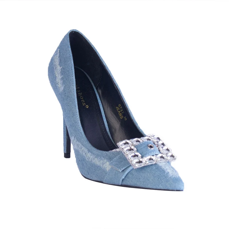 Europeon Union Women Light Blue Jeans Heels #2330