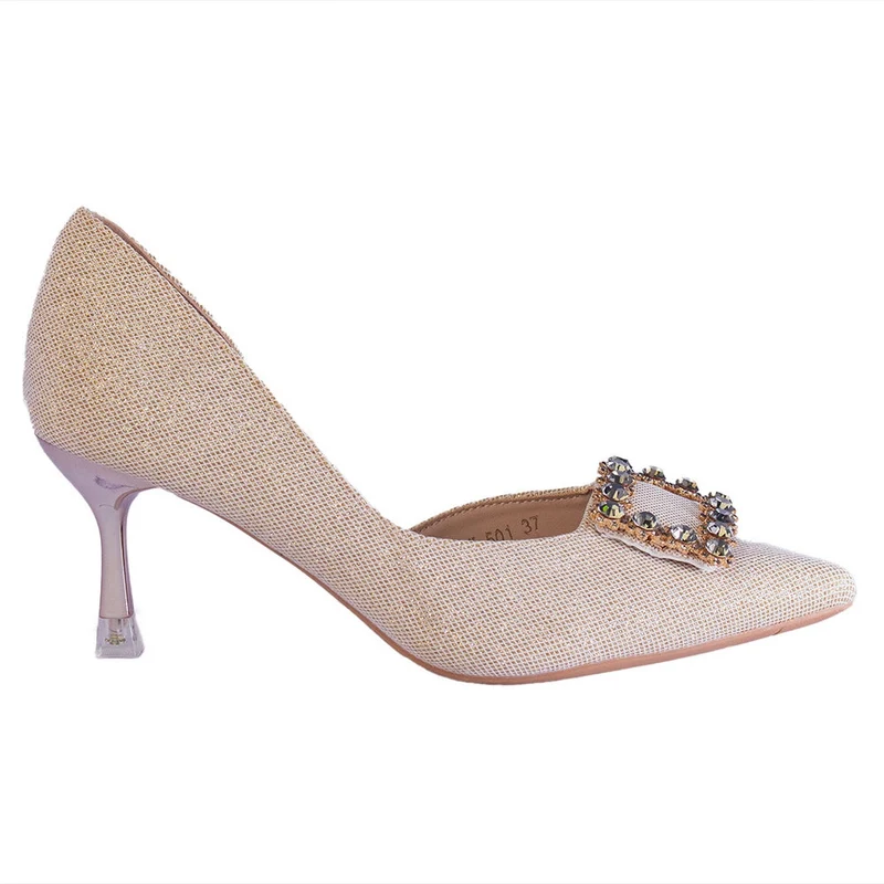 Europeon Union Women Gold Glitter Heels #2395