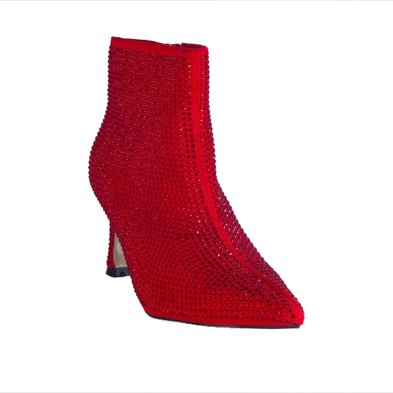 Europeon Union Women Red Glitter Heels #2313