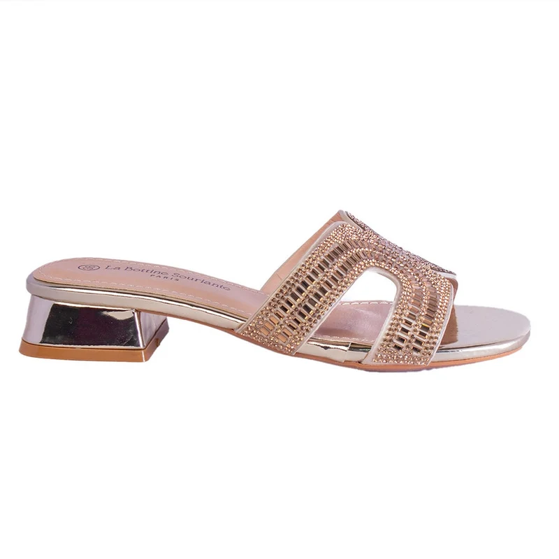 Europeon Union Women Gold Leather Slipper #2491