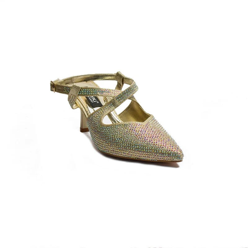 Turkish Women Gold Glitter Heels #1992