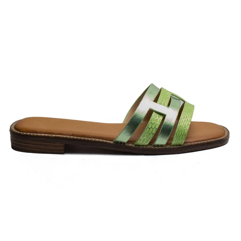 Europeon Union Women Green Leather Slipper #1884