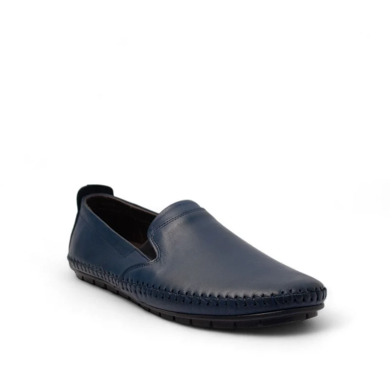 Men Navy Leather Shoes #4415