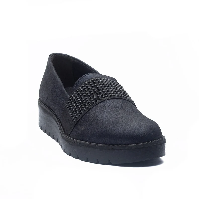 Italian Women Black Leather Shoes #1167