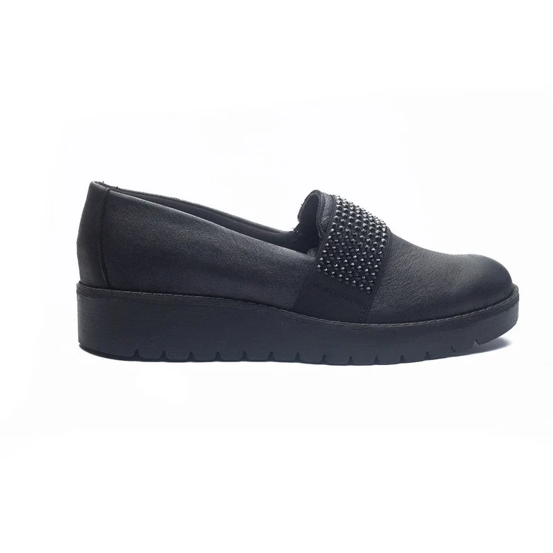 Italian Women Black Leather Shoes #1166