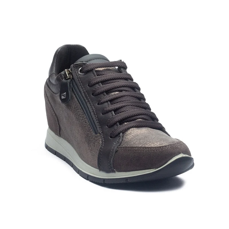 Italian Women Grey Leather Shoes #1157
