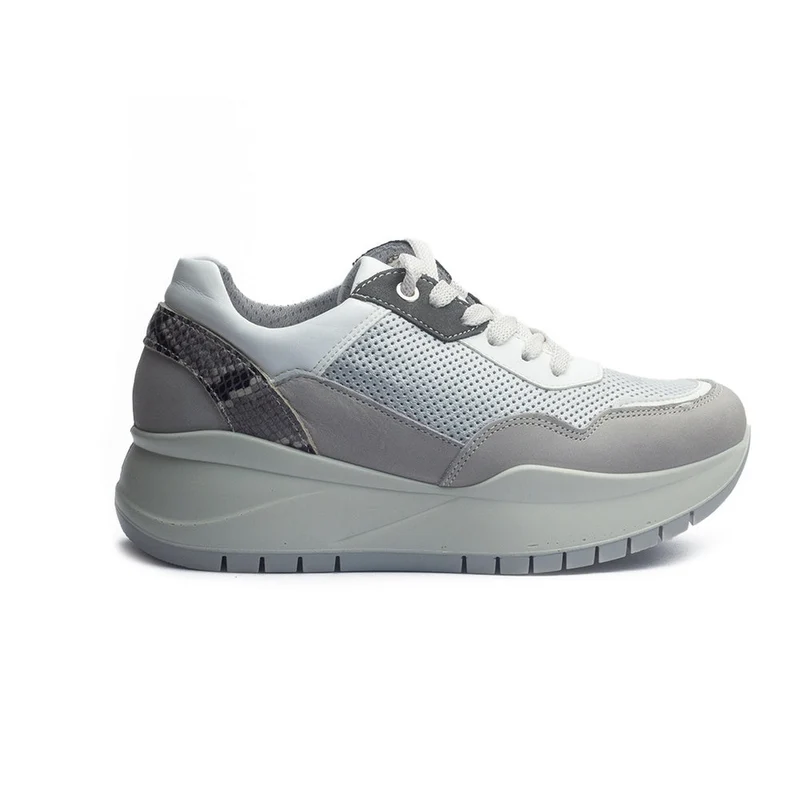 Italian Women Grey Leather Shoes #1077