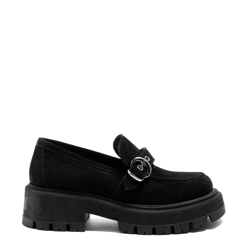 Italian Women Black Chamois Shoes #0155