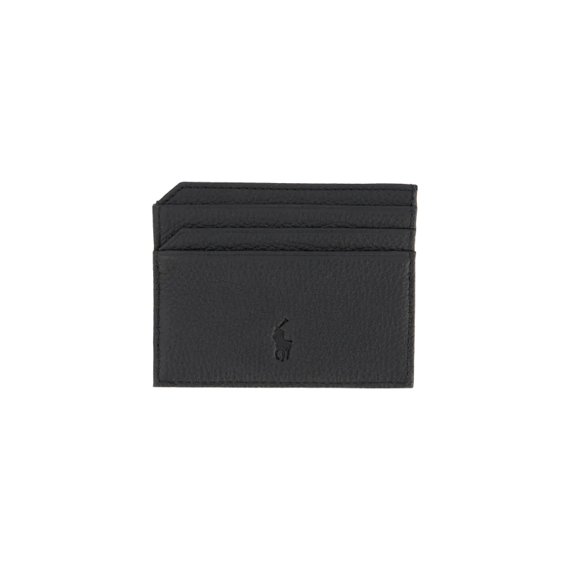 Pebbled Leather Card Case Black