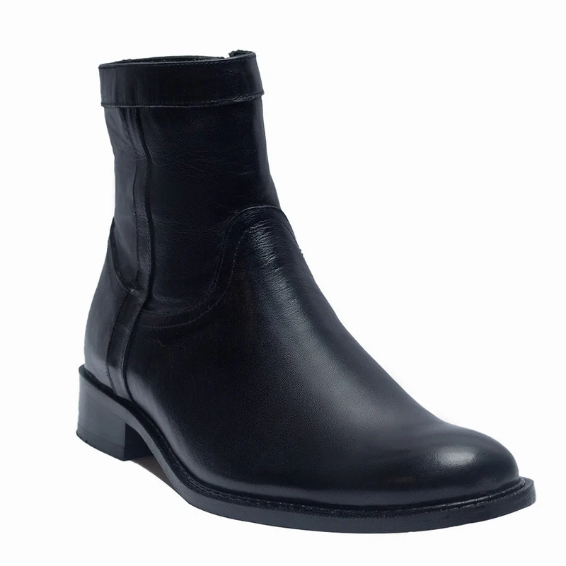 Men Black Leather Half Boot #3972