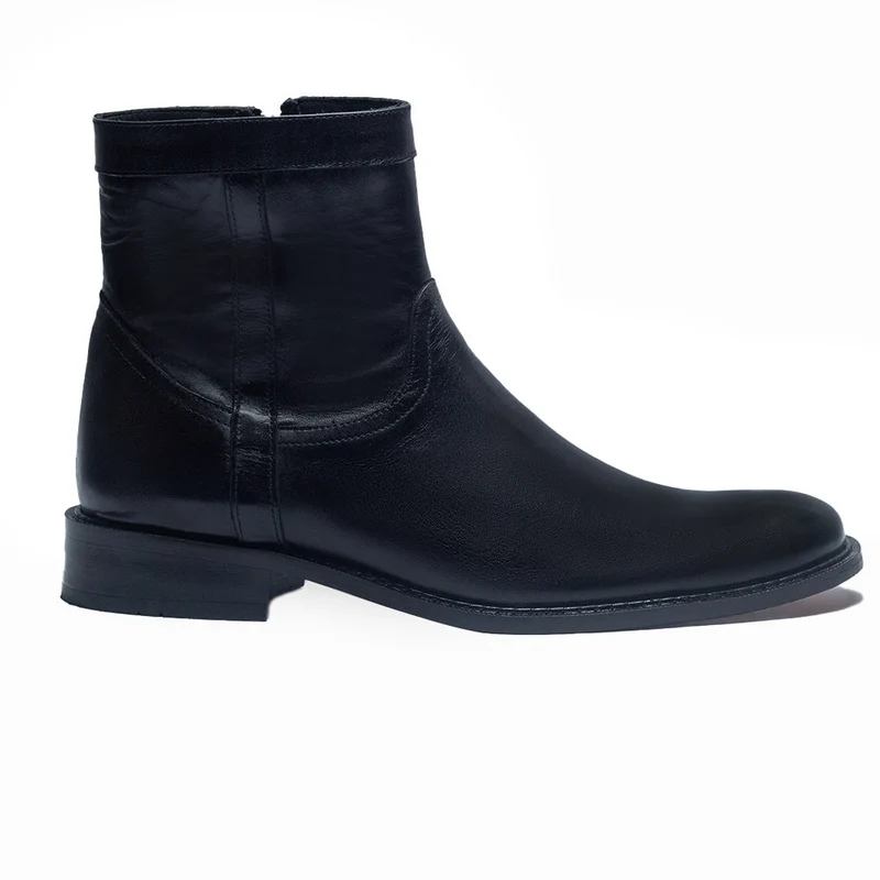 Men Black Leather Half Boot #3972