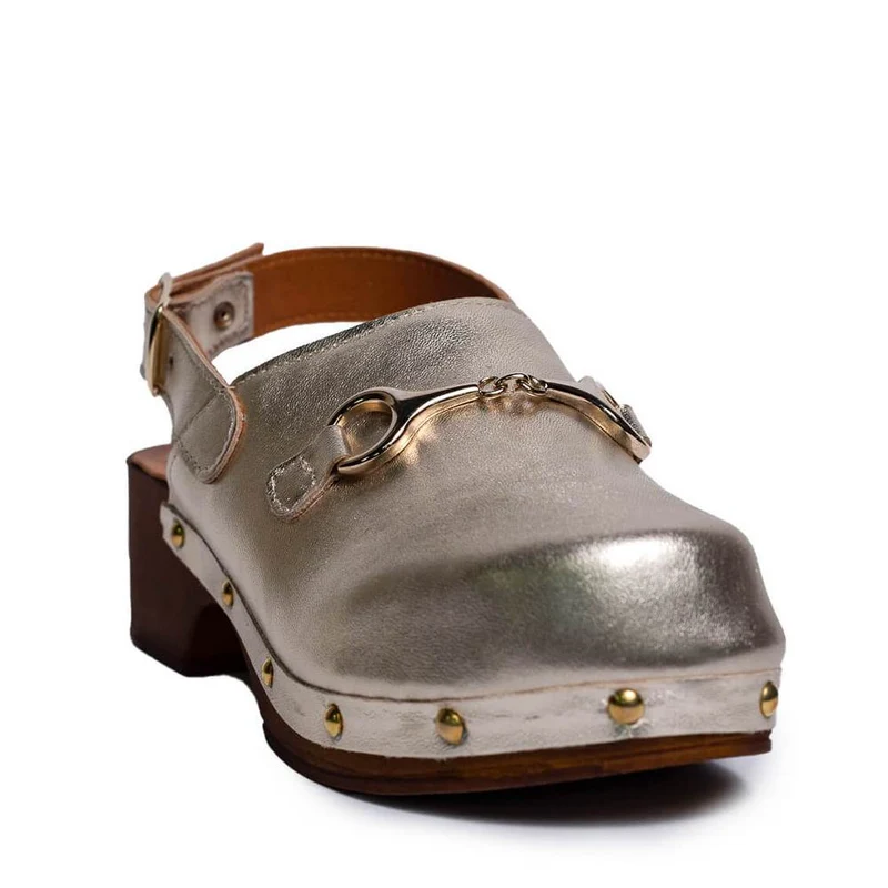 Italian Women Gold Leather Sandal #0762