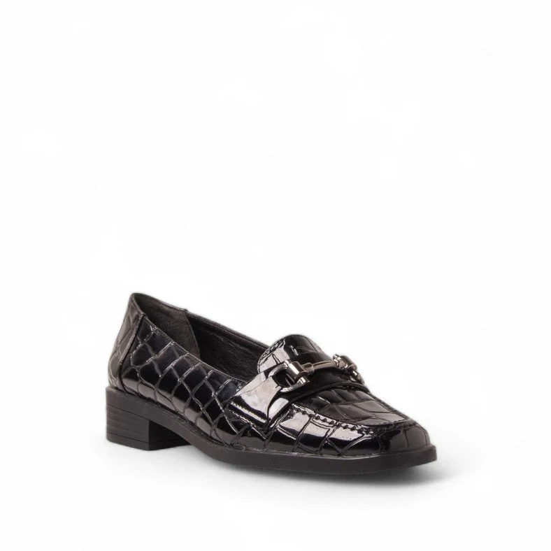 Women Black Vernis Leather Shoes #3118
