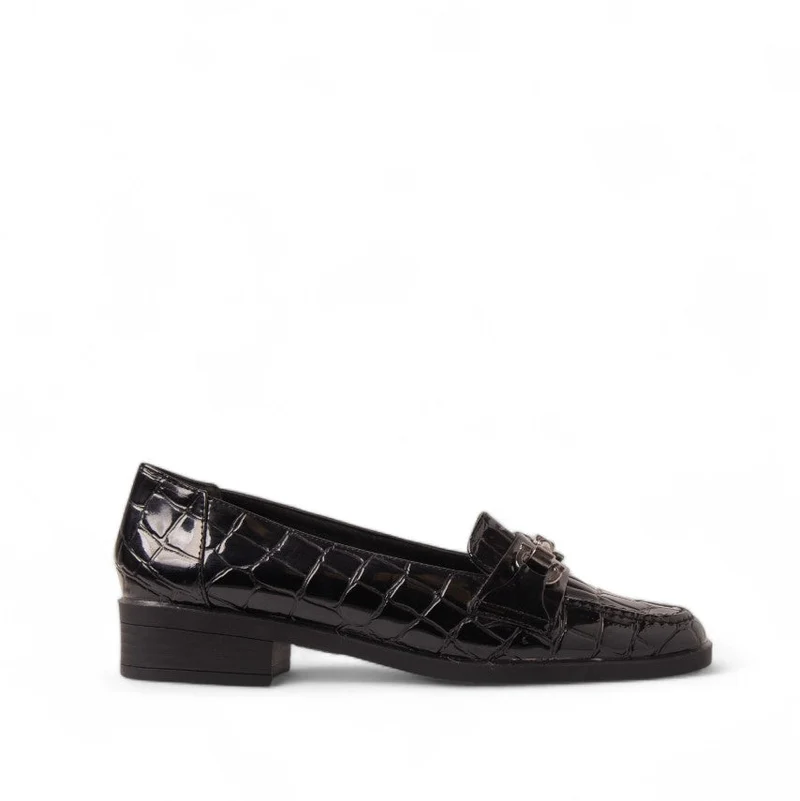 Women Black Vernis Leather Shoes #3118