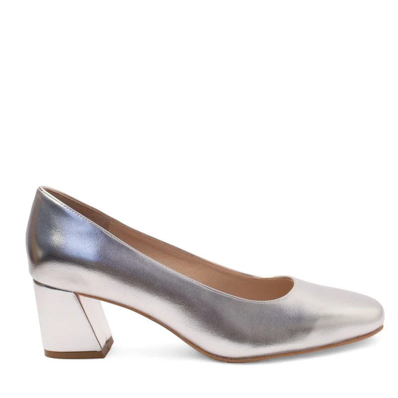 Women Silver Leather Shoes #2704