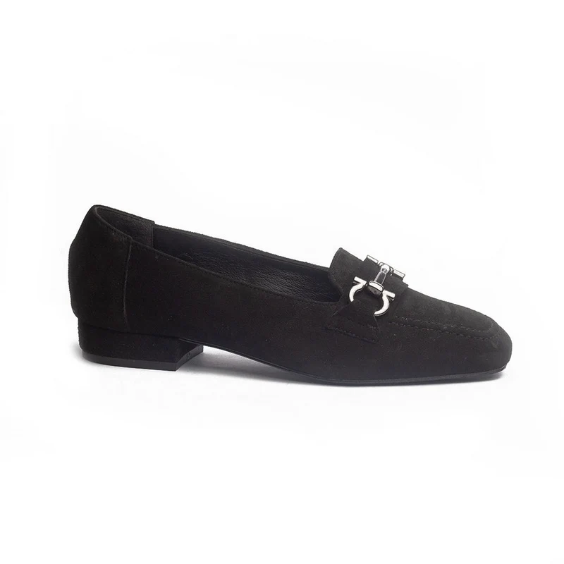Women Black Chamois Shoes #0998