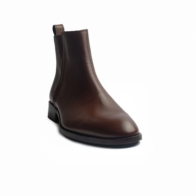 Men Brown Leather Half Boot #4024