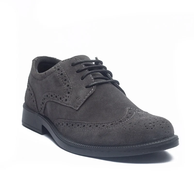 Italian Men Grey Chamois Shoes #4095