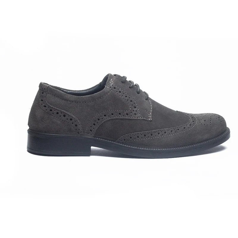 Italian Men Grey Chamois Shoes #4095