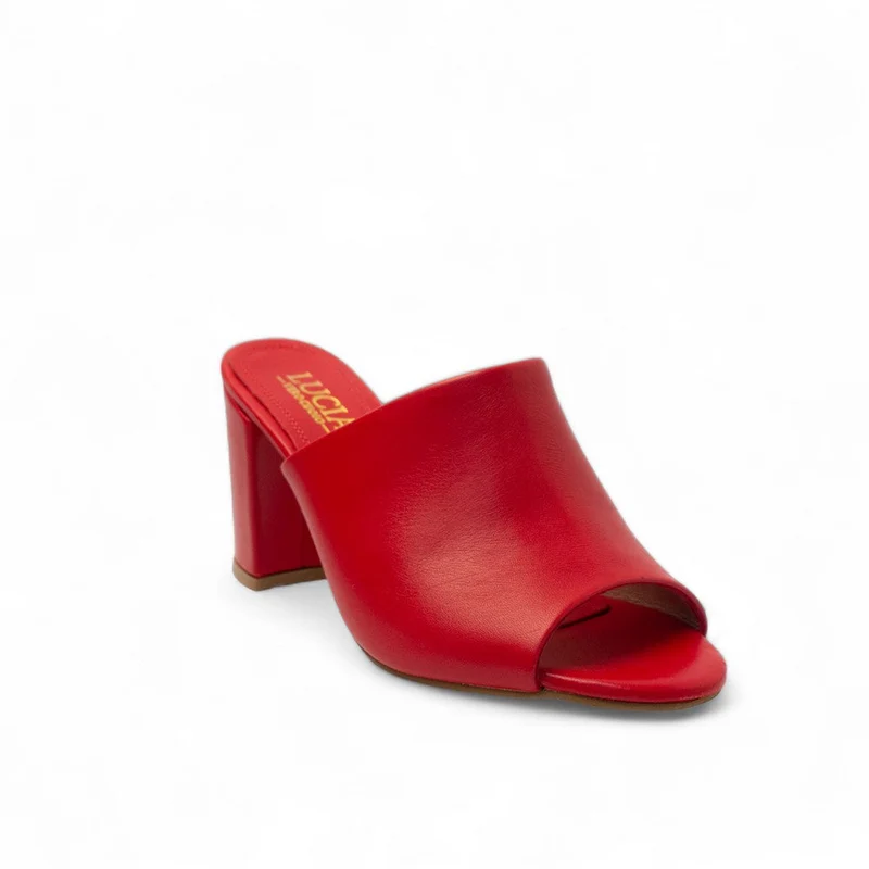 Women Red Leather Heels #2780