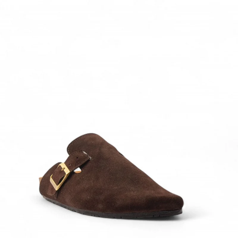 Men Brown Wool Slipper #4708