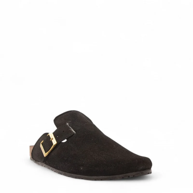 Men Black Wool Slipper #4707