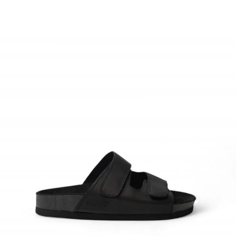 Men Black Leather Slipper #4614
