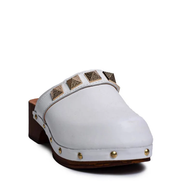 Italian Women White Leather Wedges #0699