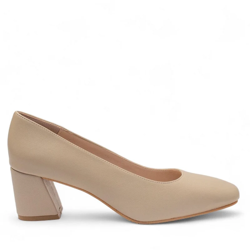 Women Beige Leather Shoes #2702
