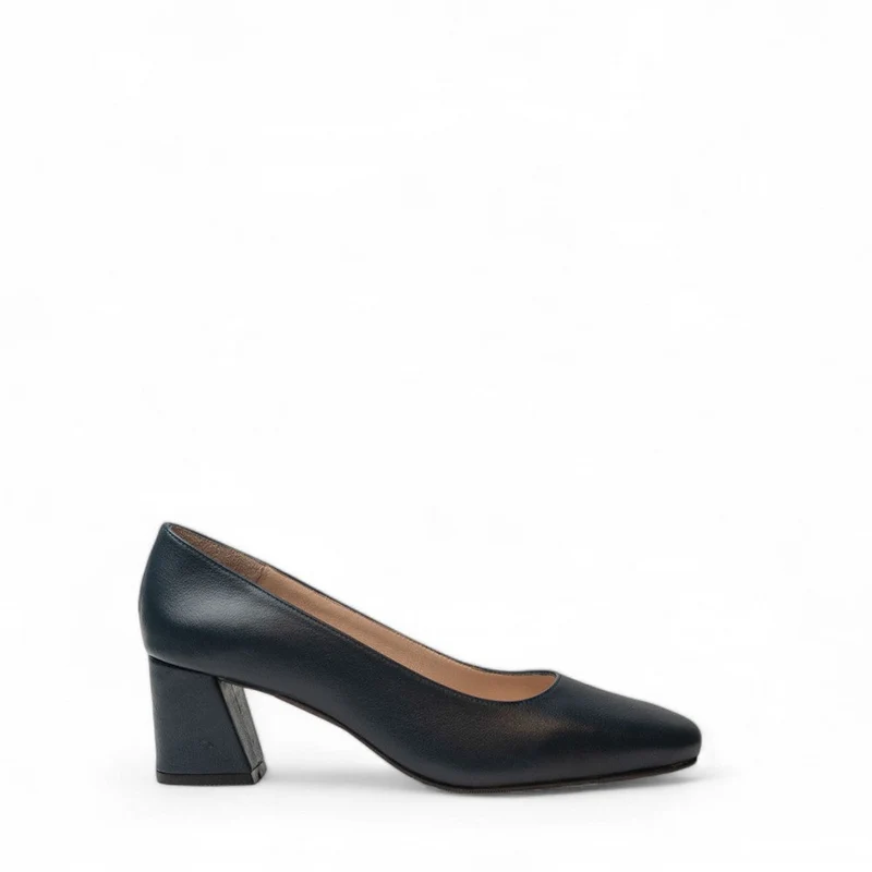 Women Dark Blue Leather Shoes #2701