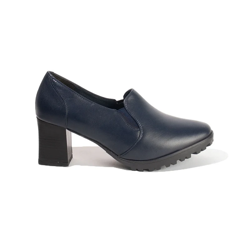 Women Dark Blue Leather Shoes #2670