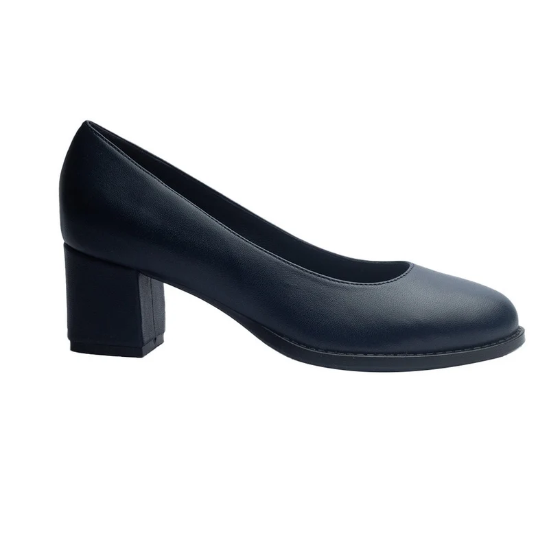 Women Dark Blue Leather Shoes #0955