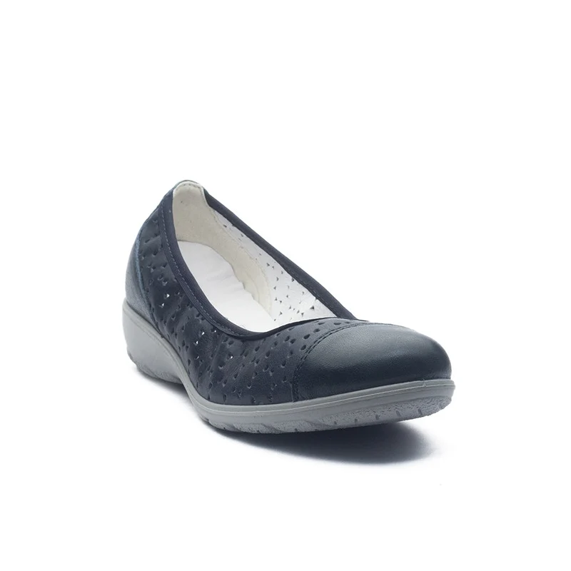Italian Women Dark Blue Leather Ballerina #1180