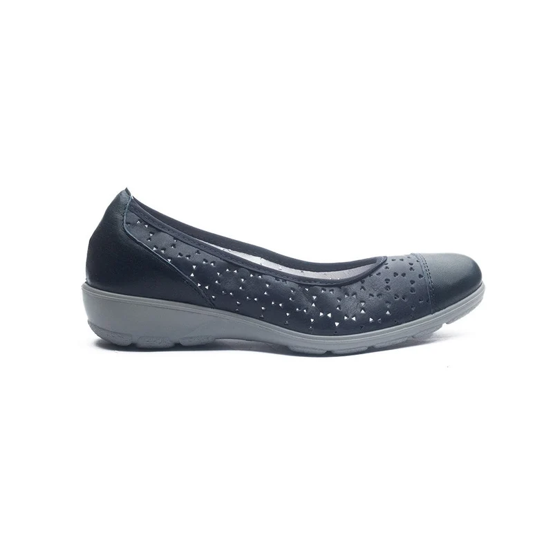 Italian Women Dark Blue Leather Ballerina #1180